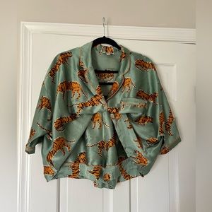 Topshop satin tiger pajamas.